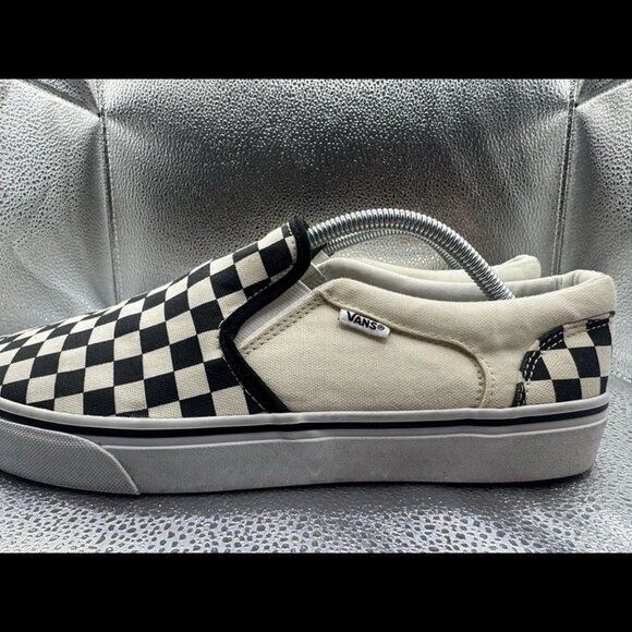 RARE🔥 Sz 11 - VANS Checkerboard Slip On White Two Tone Racing Flag Skate BMX 11 - Picture 3 of 9